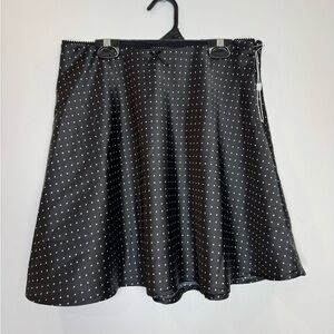 Life vintage Black Polka Dot satin mini swing flare Skirt size medium